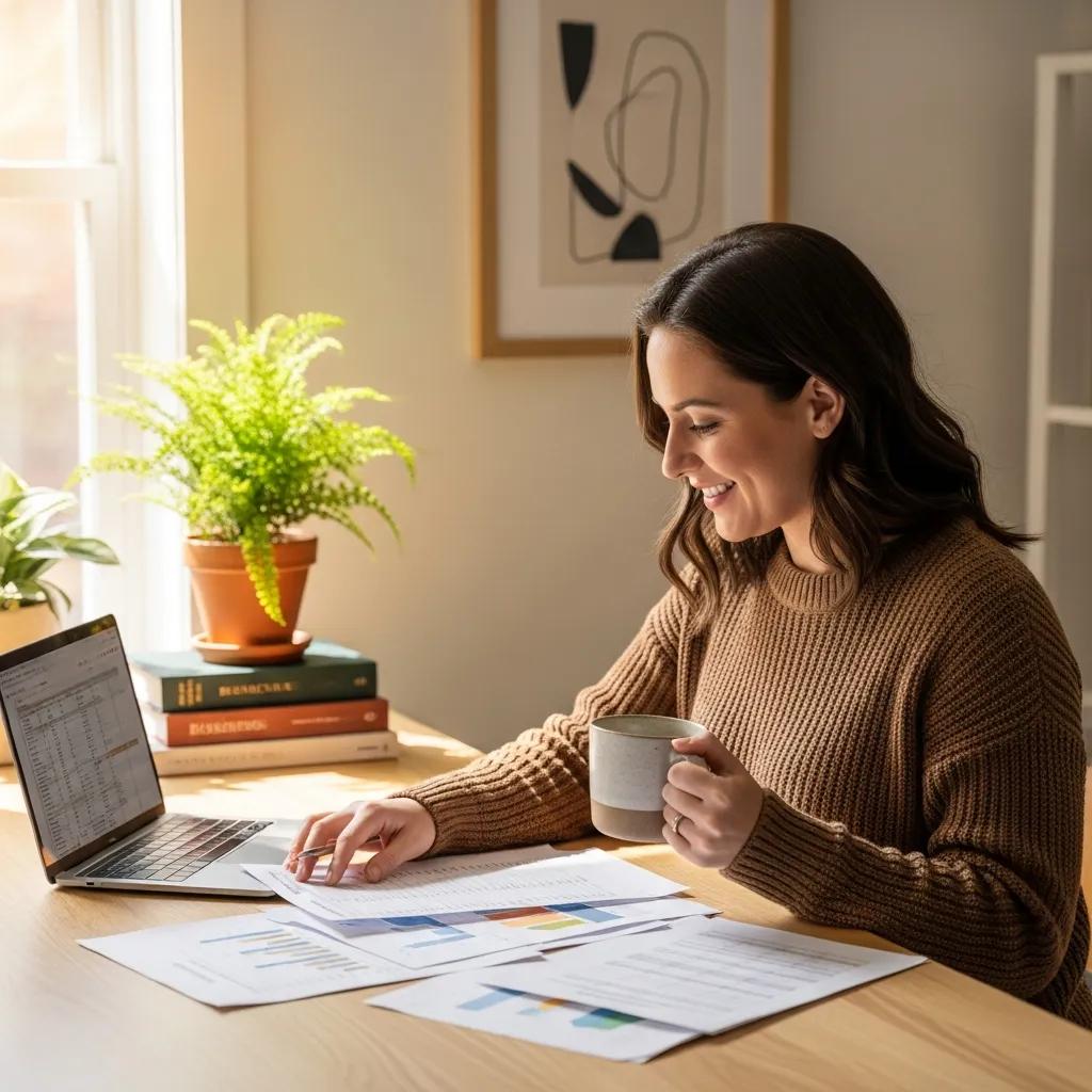 Small business owner reviewing funding options in a cozy office setting