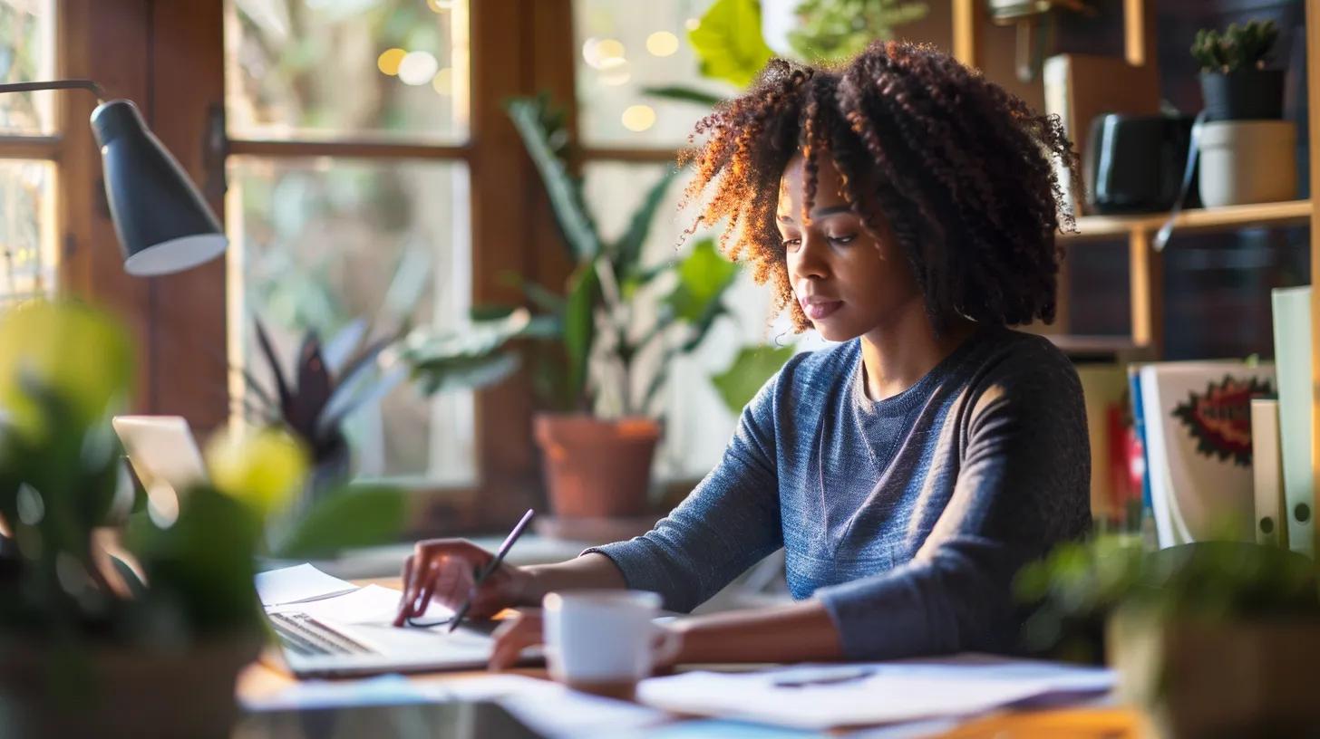 Small business owner in Murfreesboro reviewing loan application documents at a cozy desk