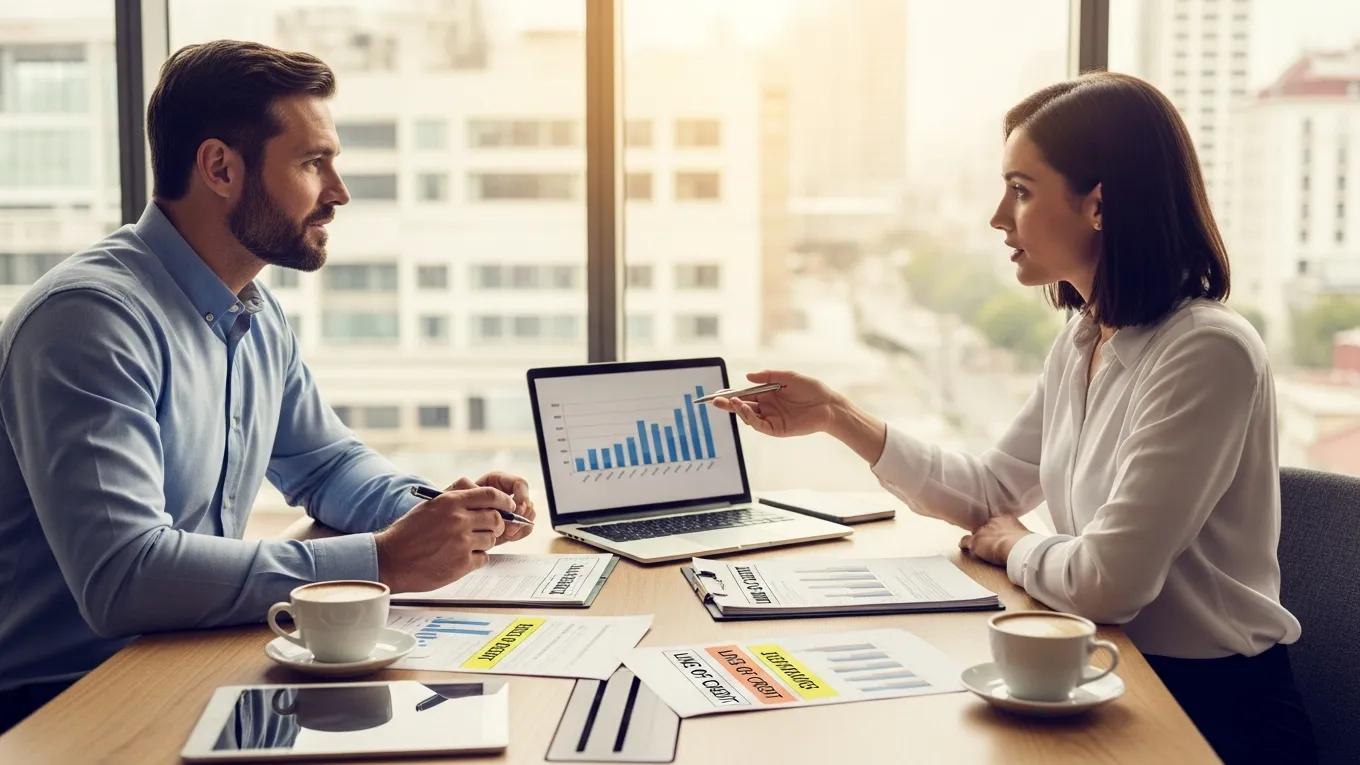 Business owner consulting with a financial advisor about lines of credit