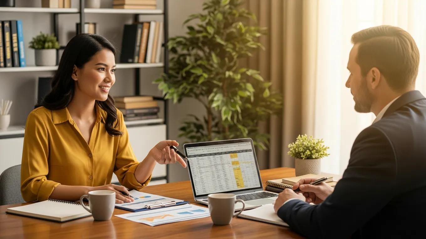 Small business owner discussing financial strategies with an advisor