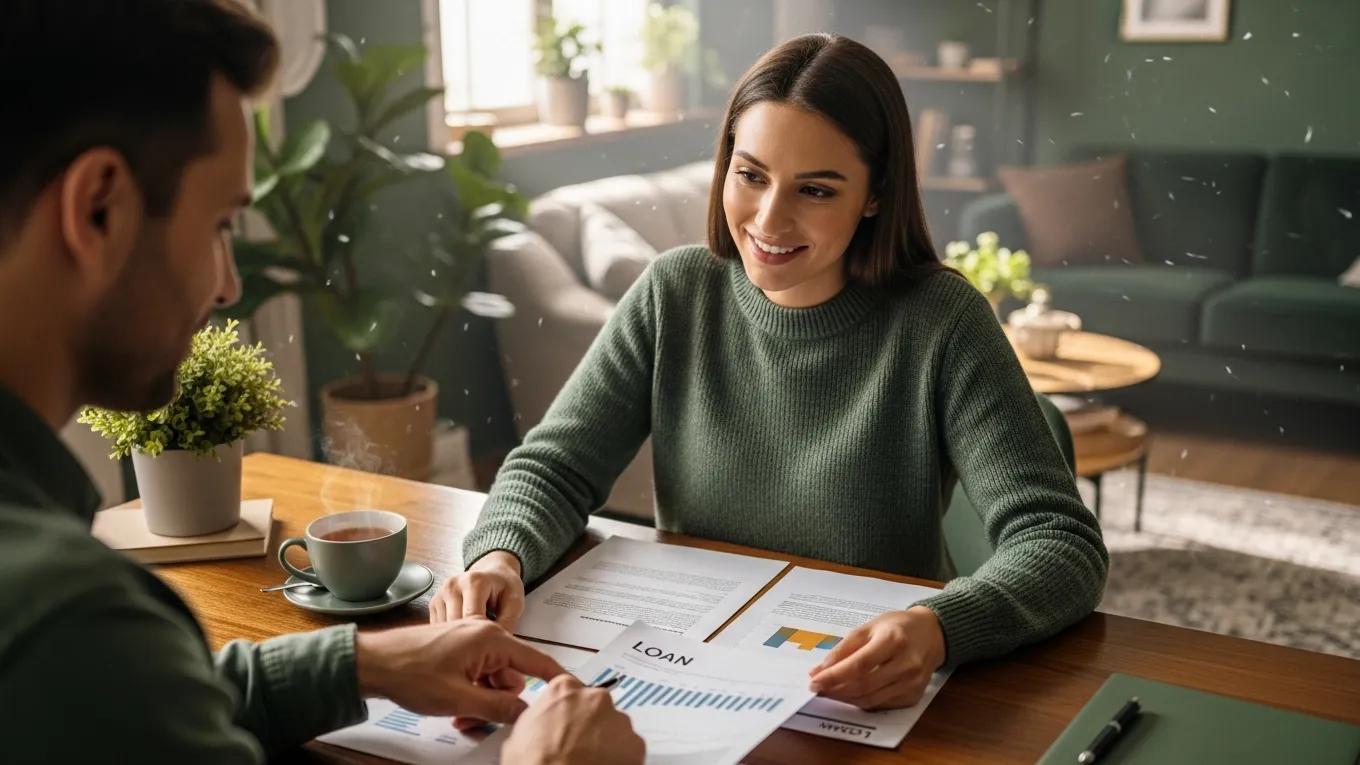 Small business owner discussing financing options with a financial advisor in a cozy office