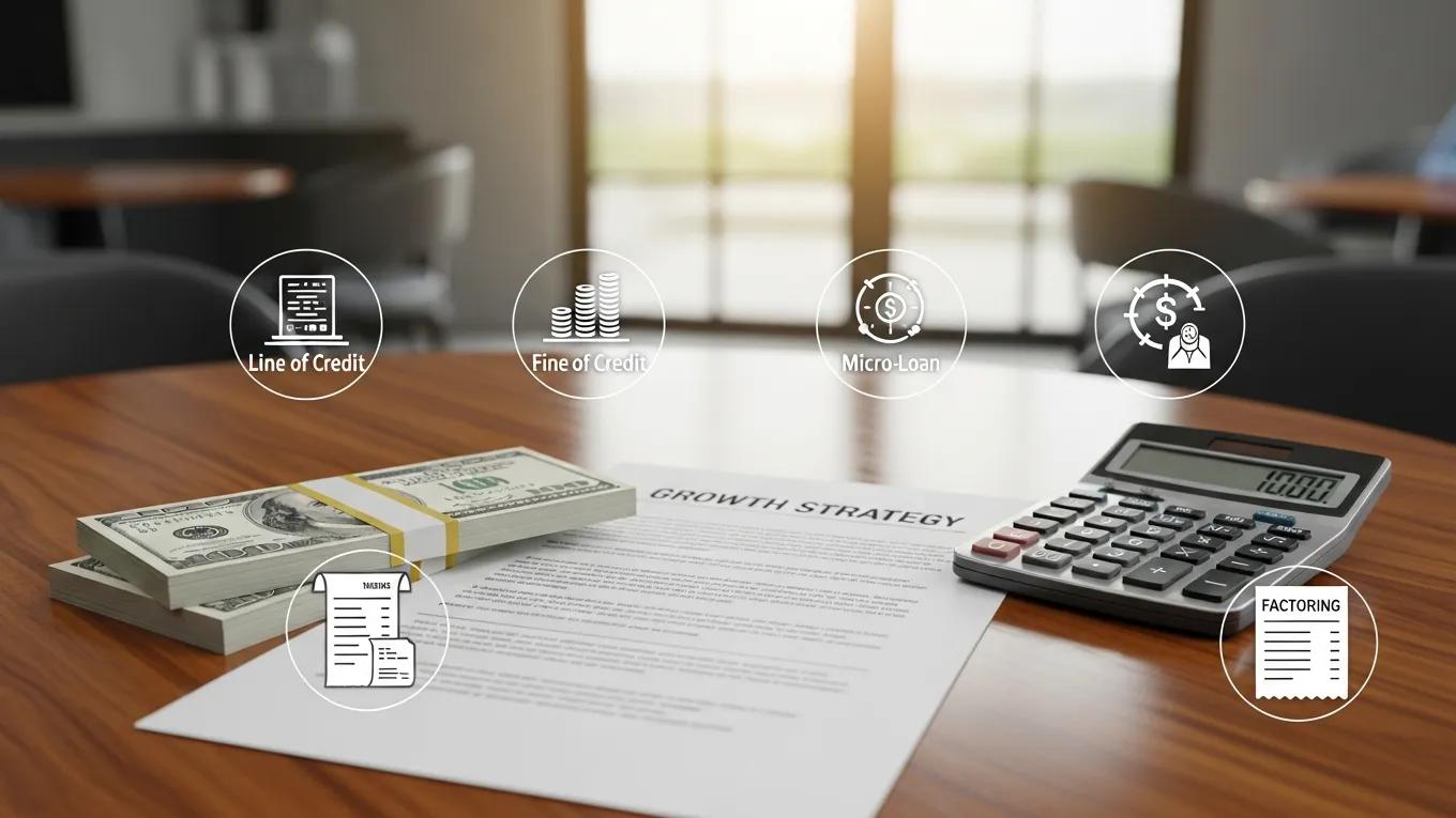 Visual representation of loan options for small businesses, including cash and financial tools